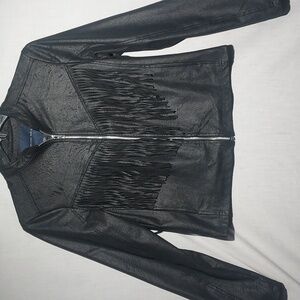 American‎ Eagle faux leather fringe jacket women's size medium
